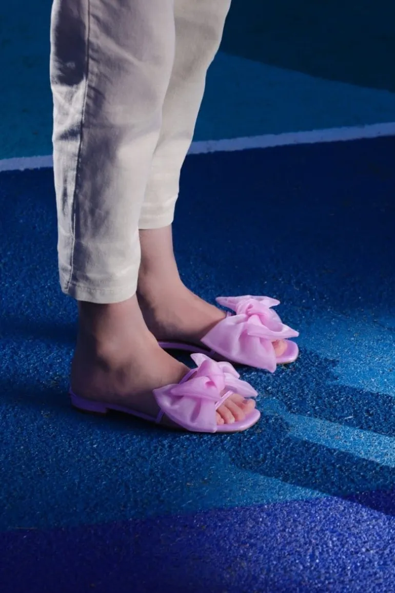 Flats<CULT MIA BOW SLIDERS Violet