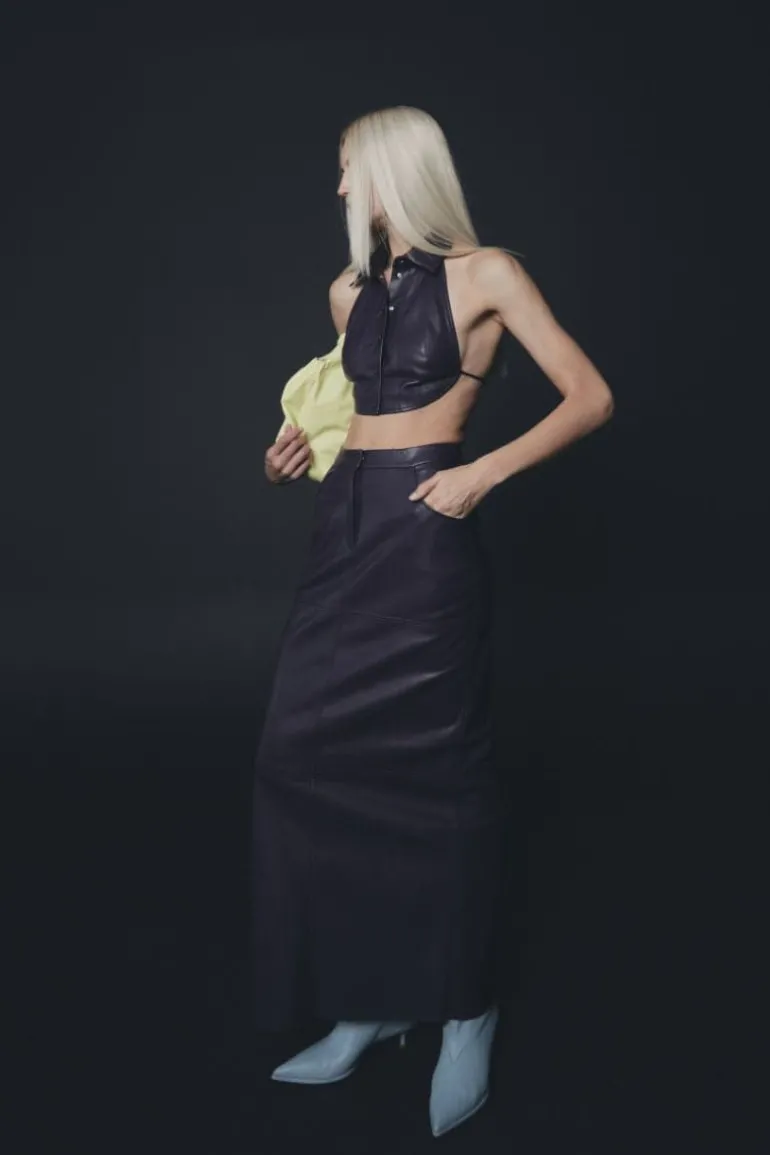 Tops<CULT MIA POLO CROP TOP Violet