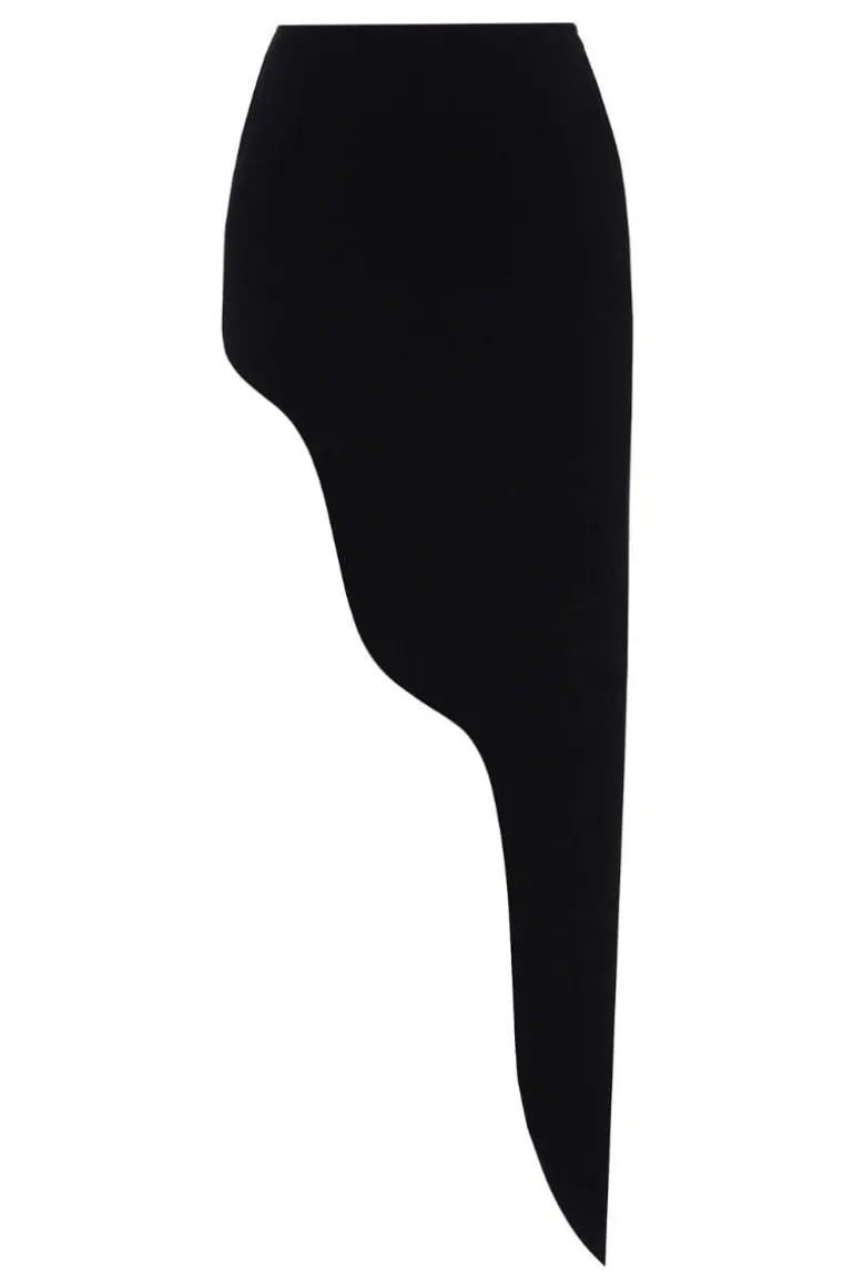 Skirts<CULT MIA WAVY ASYMMETRIC HEM MAXI SKIRT Black