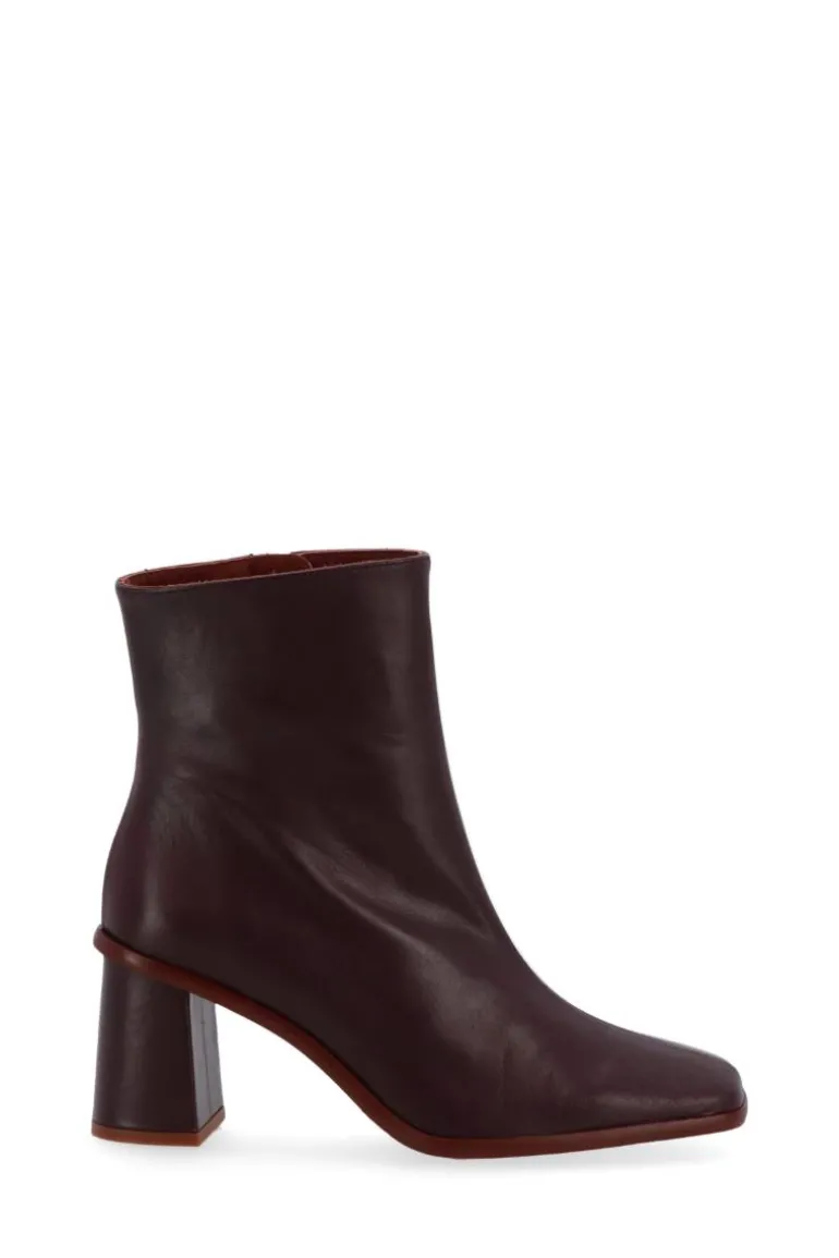 Boots<CULT MIA WEST CAPE LEATHER ANKLE BOOTS IN WINE BURGUNDY