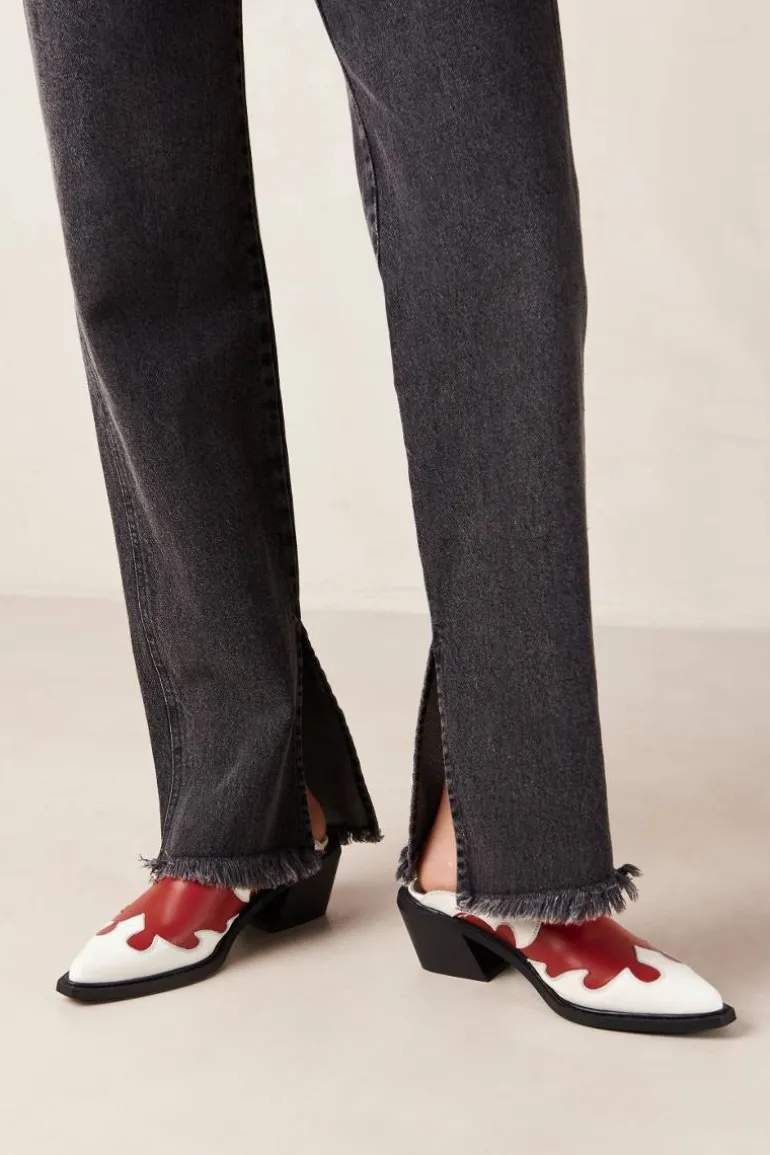 Heels<CULT MIA WESTON BICOLOR RED CREAM LEATHER MULES