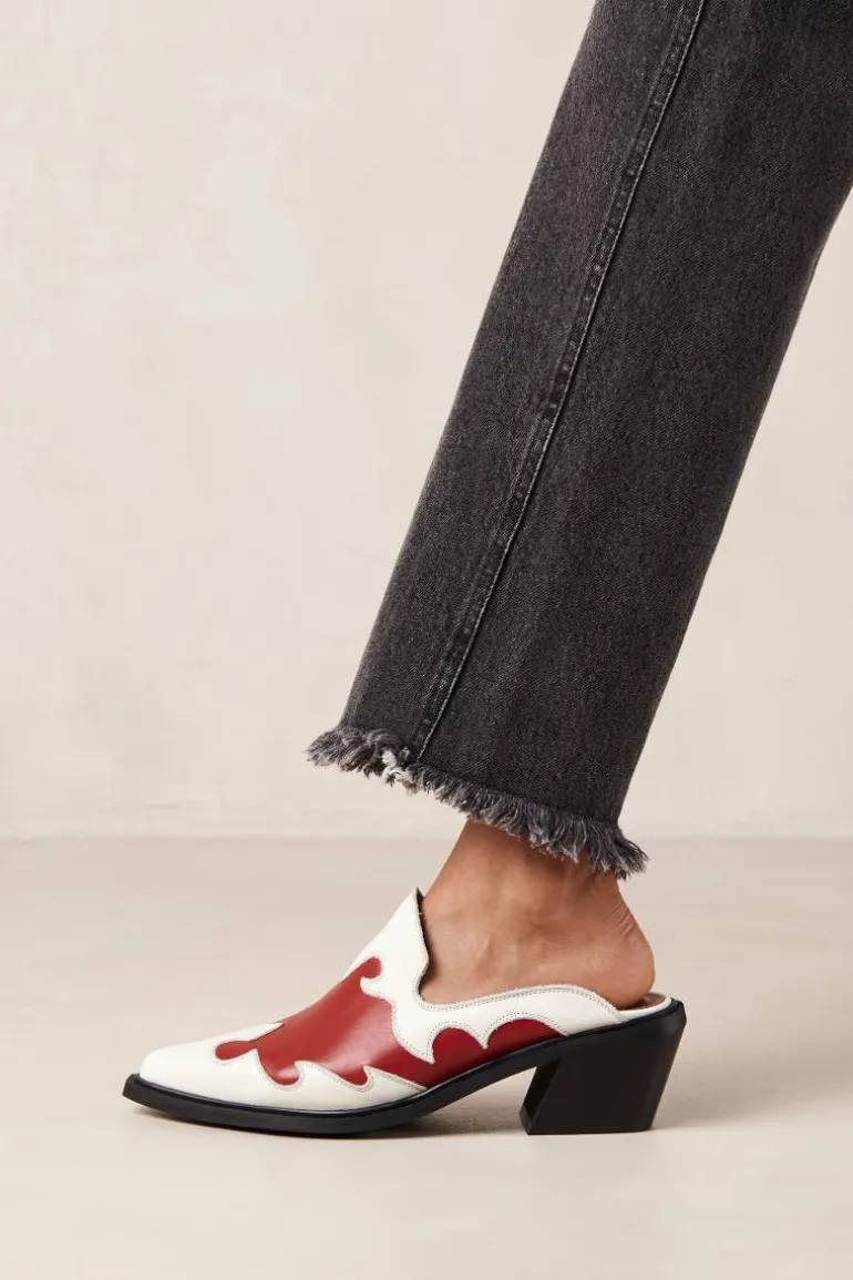 Heels<CULT MIA WESTON BICOLOR RED CREAM LEATHER MULES
