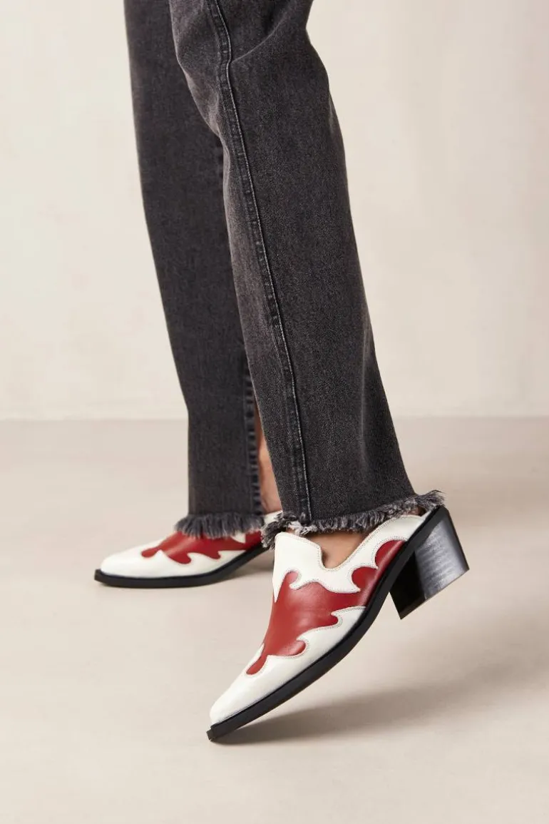 Heels<CULT MIA WESTON BICOLOR RED CREAM LEATHER MULES