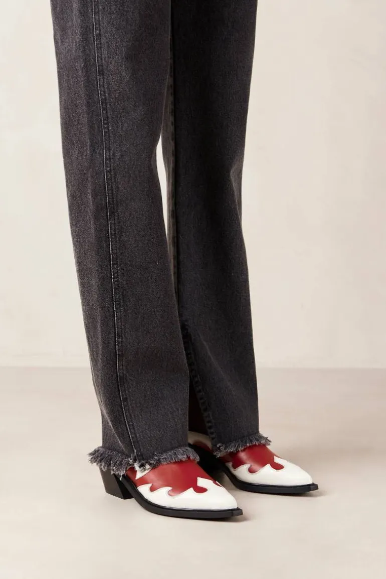 Heels<CULT MIA WESTON BICOLOR RED CREAM LEATHER MULES