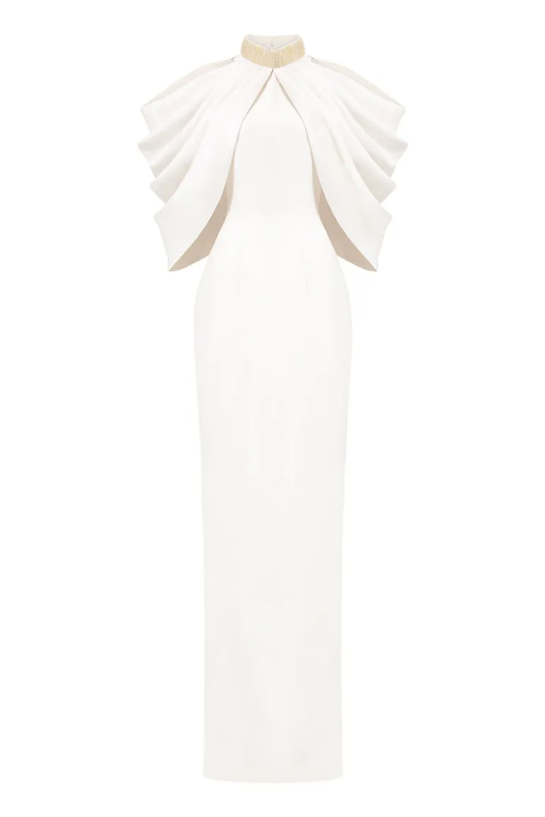 Dresses | Gowns<CULT MIA BOTTLE NECKLINE DRAPED SHOULDER GOWN White