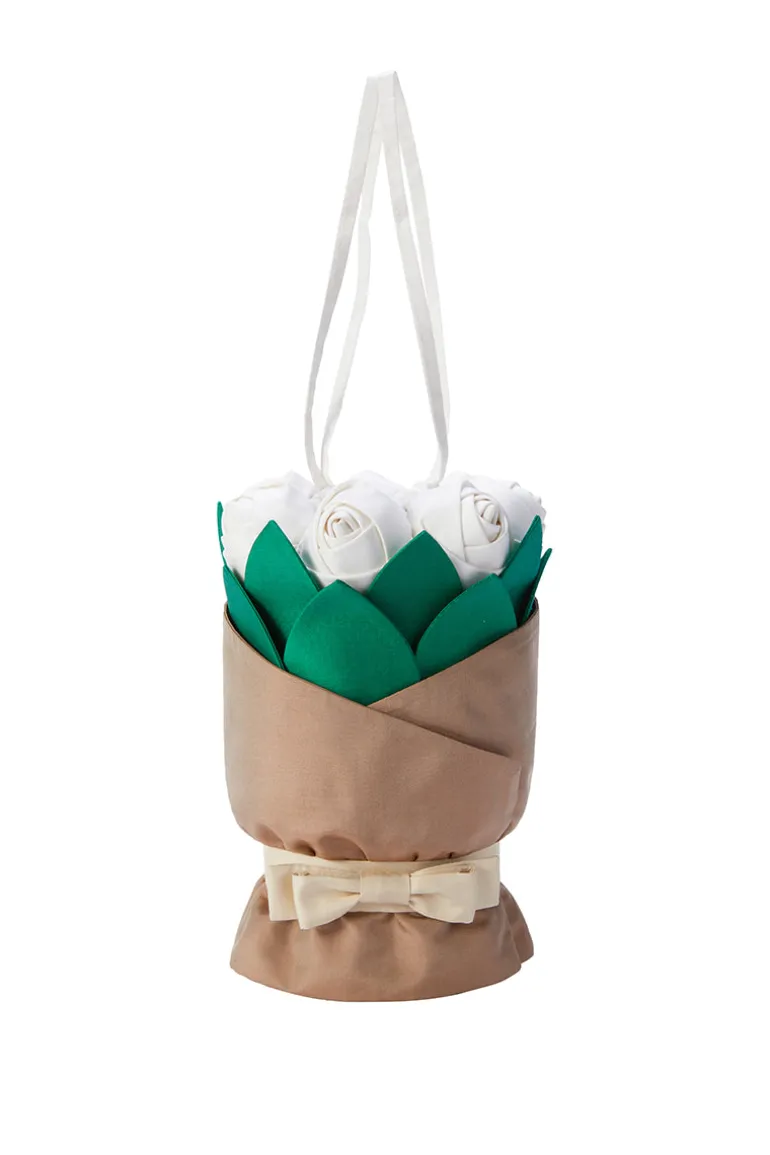 Top Handle Bags<CULT MIA WHITE BOUQUET BAG White, Green & Beige