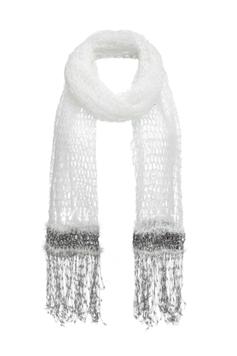 Scarves<CULT MIA CASHMERE HANDMADE KNITTED SHAWL White