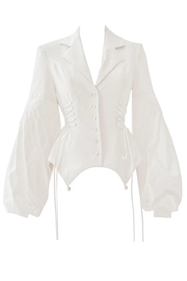 Blazers<CULT MIA CORSET STYLE COTTON BLAZER White