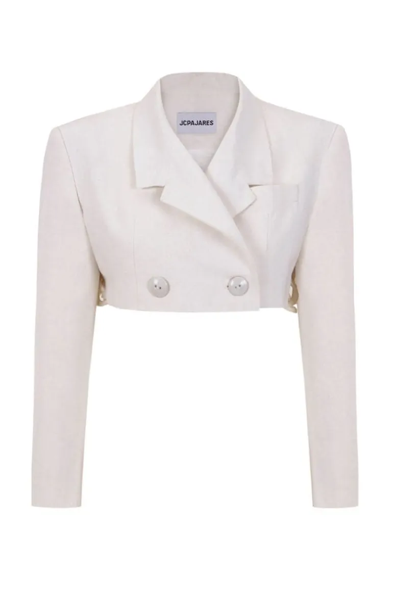 Blazers<CULT MIA CROP TOP CHAIN BLAZER White