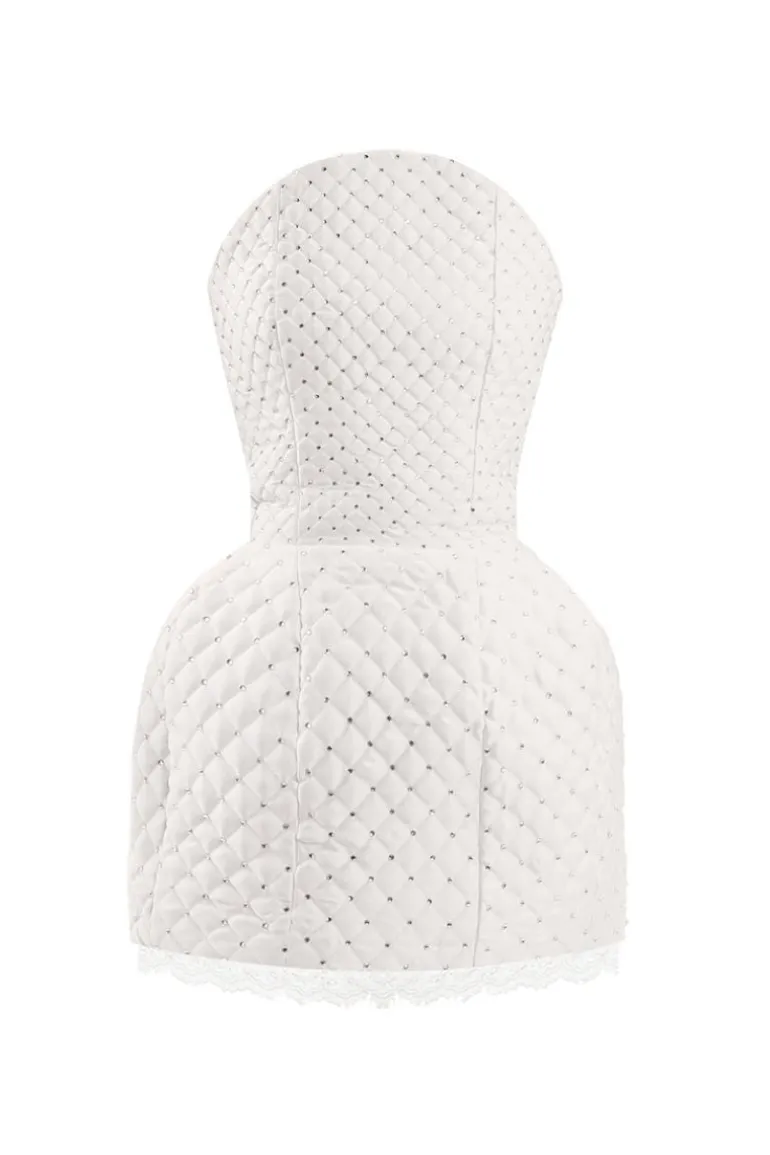 Dresses | Mini Dresses<CULT MIA CRYSTAL QUILTED MINI DRESS White
