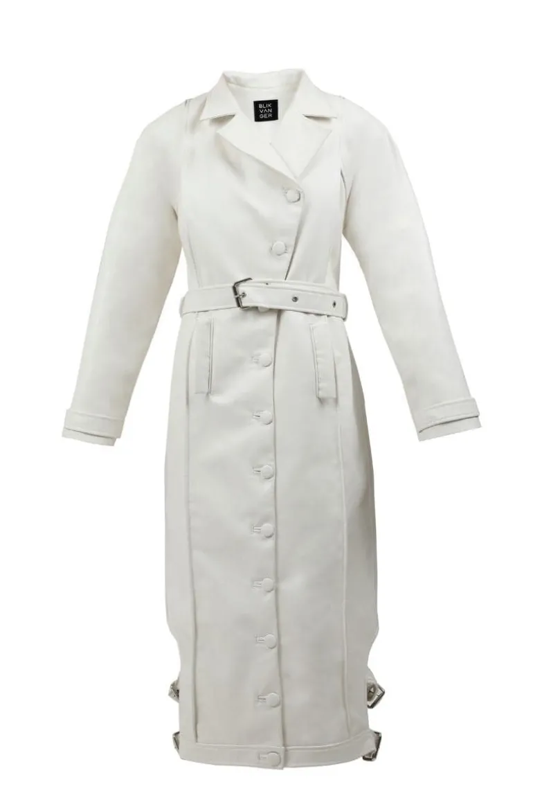 Coats<CULT MIA FAUX LEATHER TRENCH COAT White