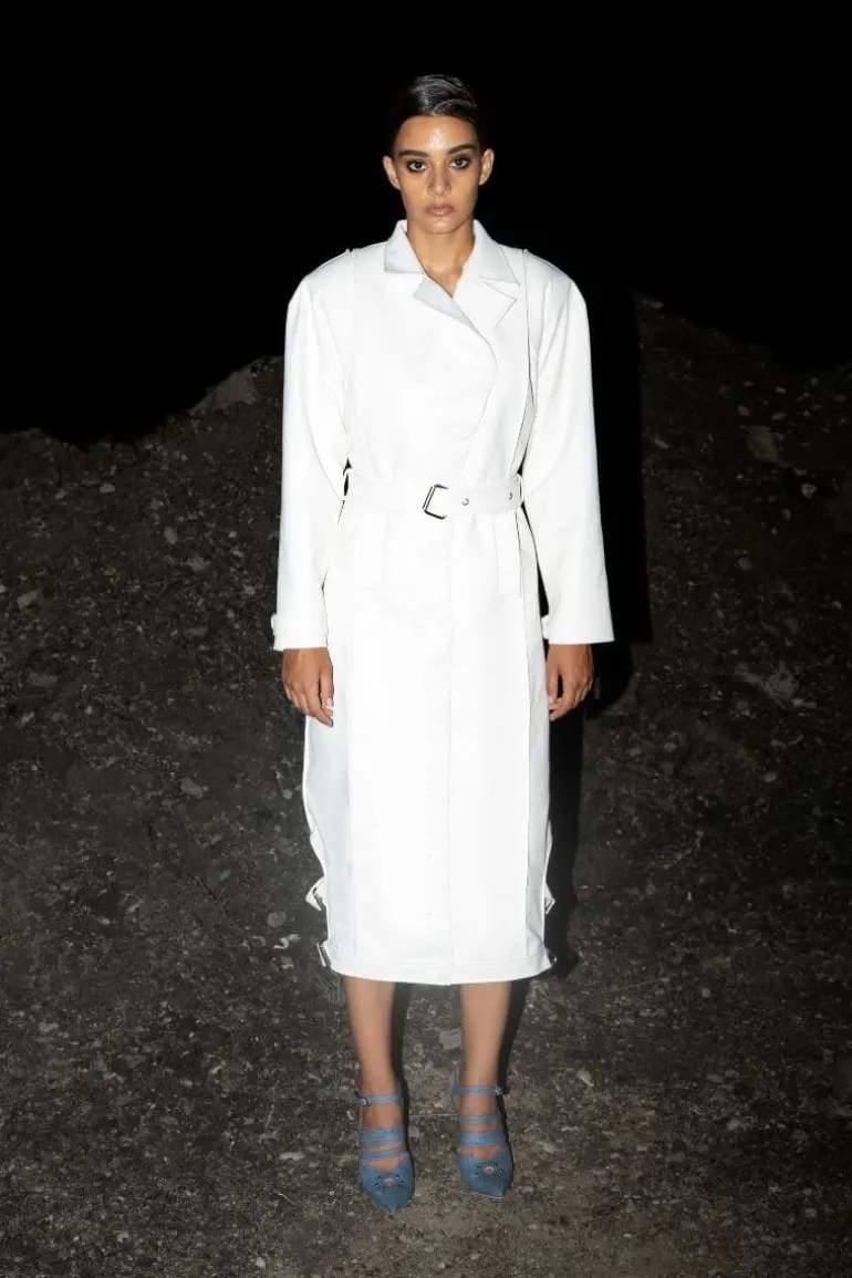 Coats<CULT MIA FAUX LEATHER TRENCH COAT White
