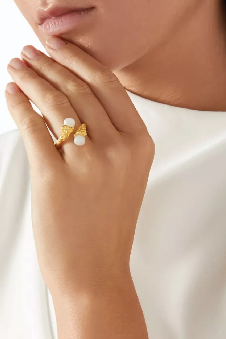 Rings<CULT MIA WHITE FROST RING Gold & White