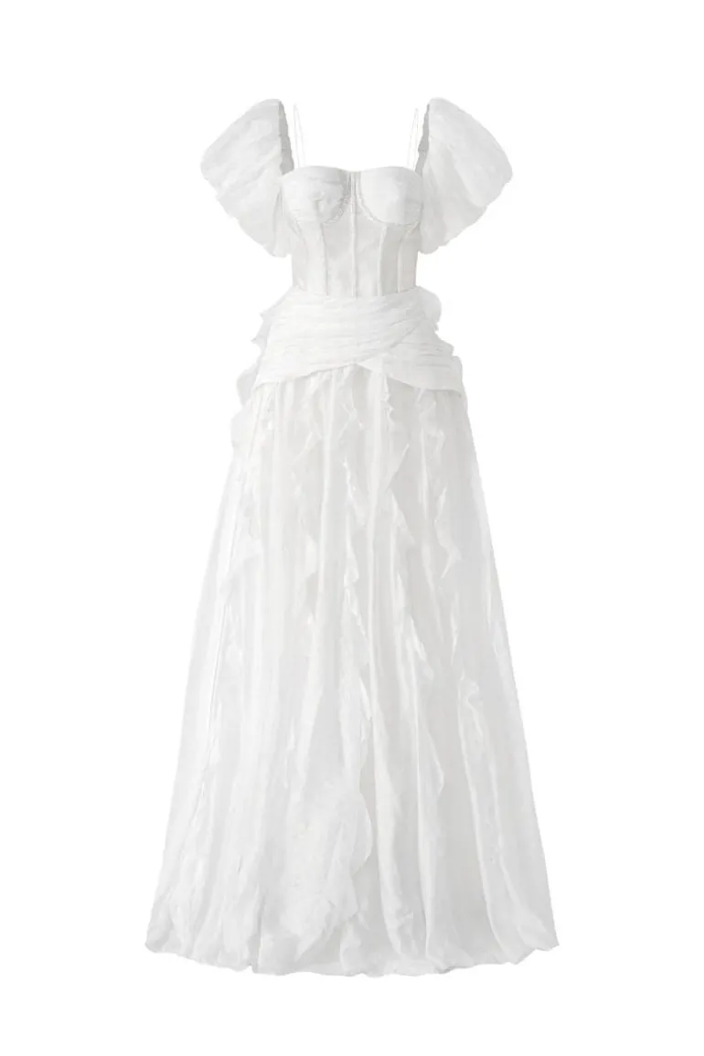 Dresses | Mini Dresses<CULT MIA GARCIA SILK RUFFLES DRESS White