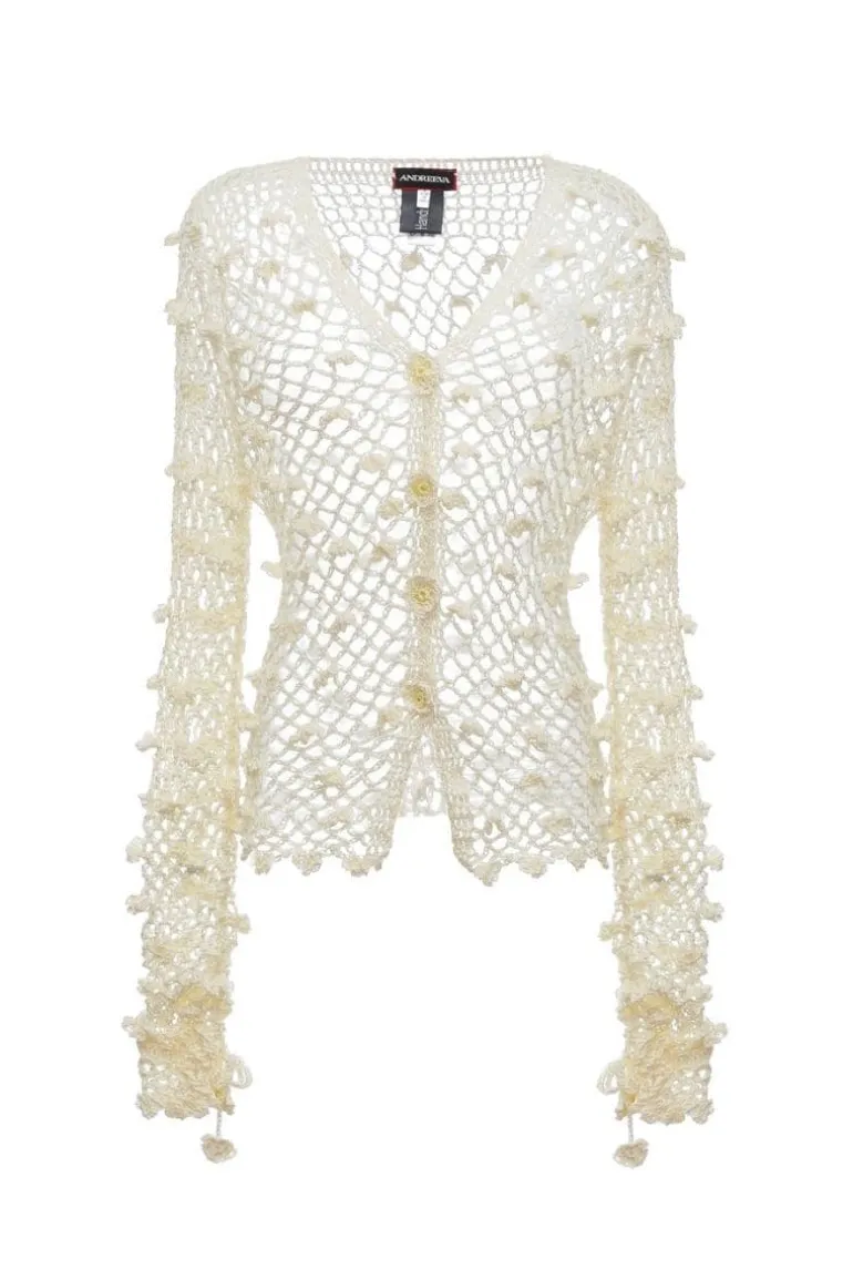 Tops<CULT MIA HANDMADE CROCHET SHIRT White