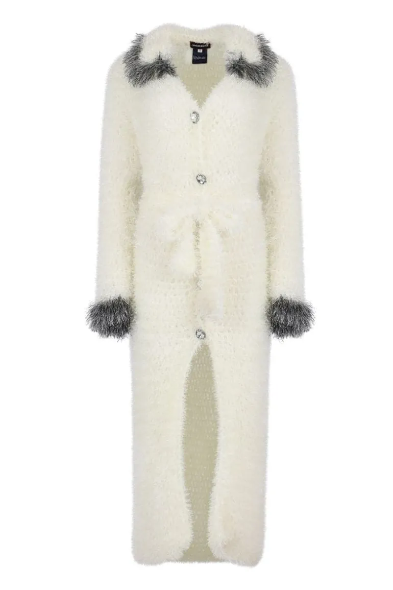 Knitwear<CULT MIA JACQUELINE HANDMADE KNITTED CARDIGAN White