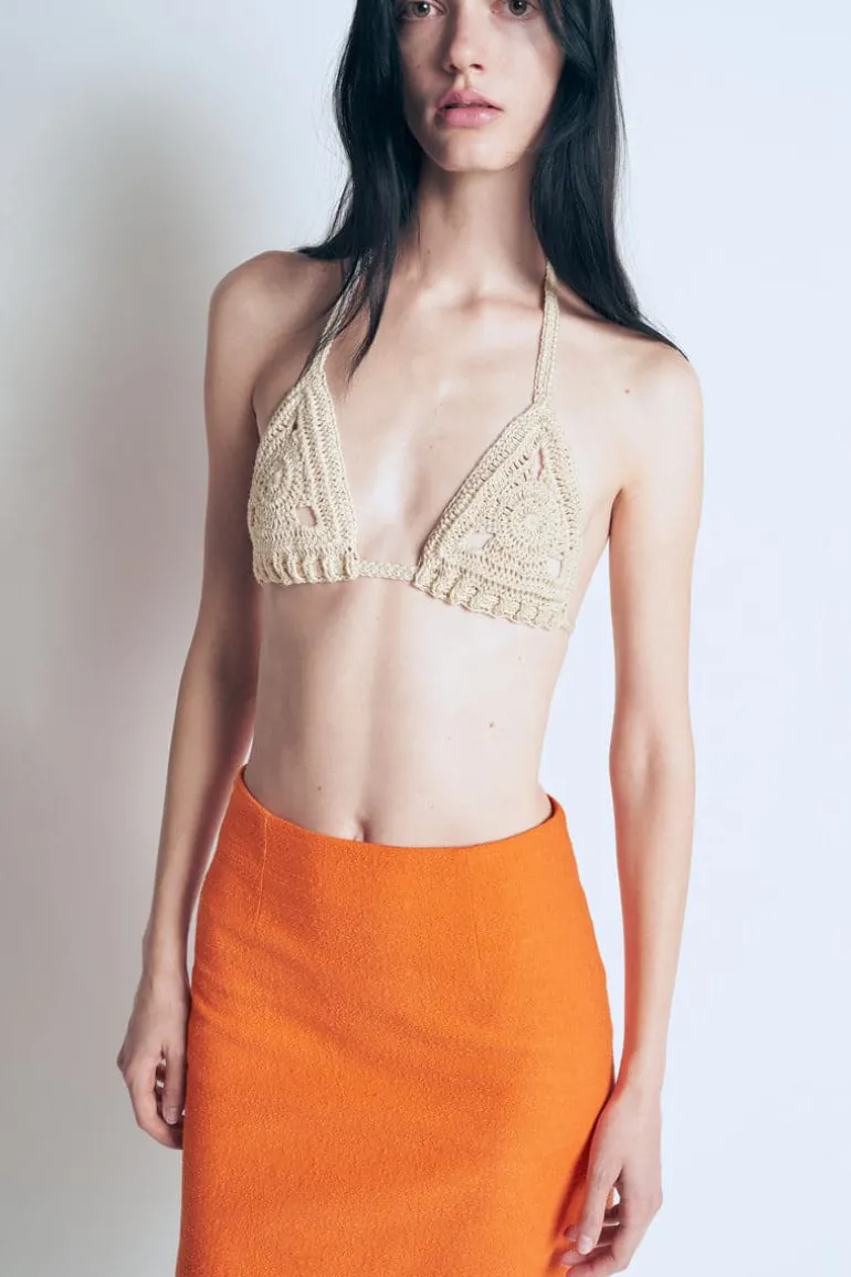 Tops<CULT MIA KNITTED BRA TOP White