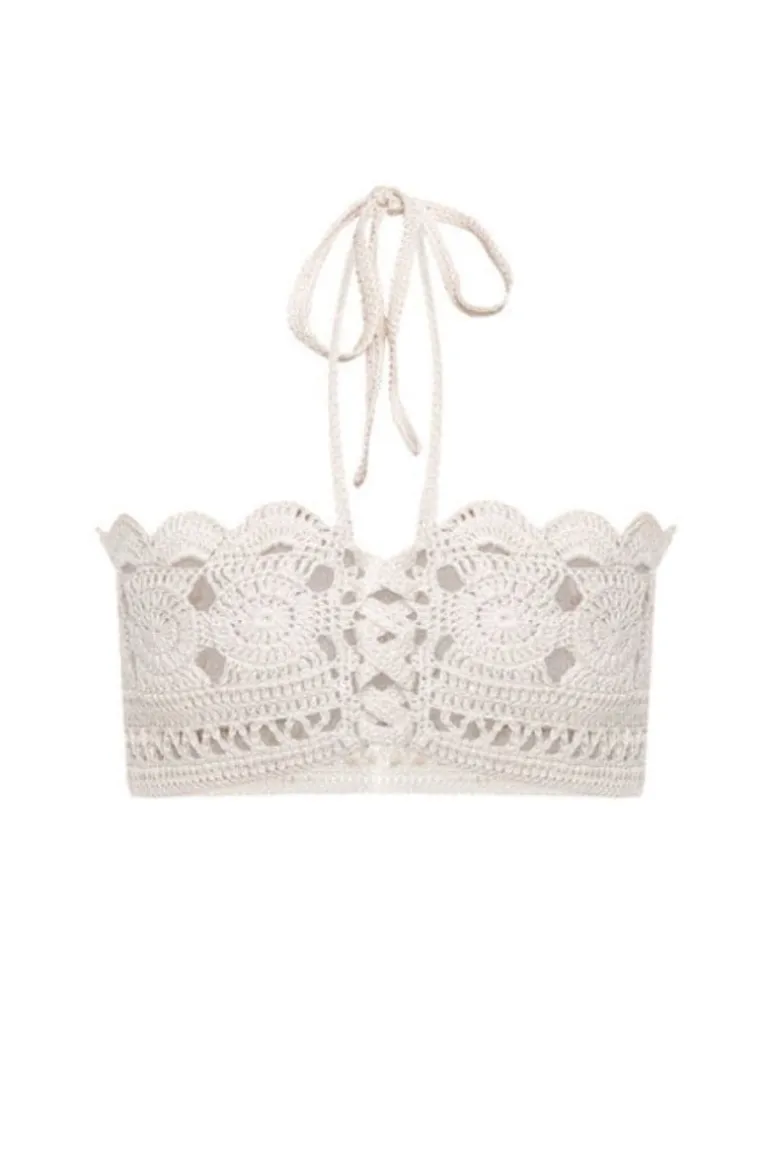 Tops<CULT MIA KNITTED CROP TOP White