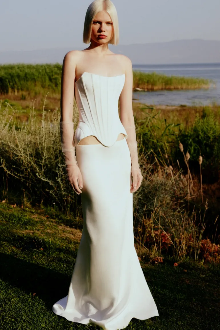 Skirts<CULT MIA LOW WAIST MAXI SATIN SKIRT White