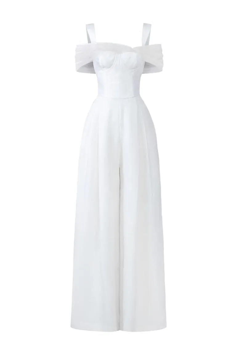 Jumpsuits<CULT MIA MONICA TAFFETA CHEST CUP JUMPSUIT White