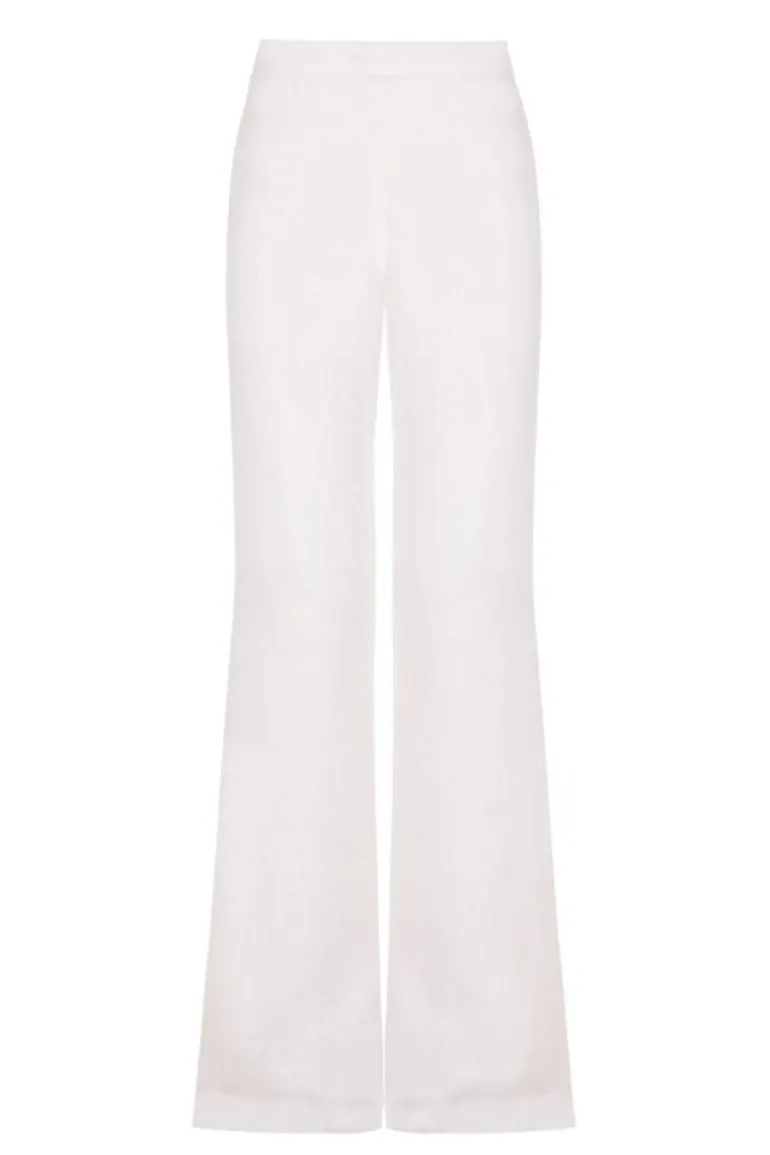 Pants<CULT MIA ORGANIC LINEN FLARED PANTS White