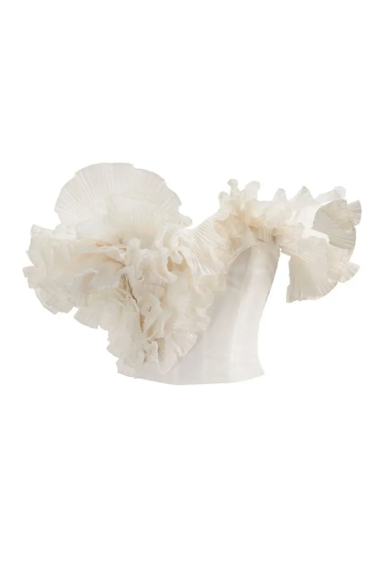 Tops<CULT MIA WHITE PLISSÉ CORSET Ivory