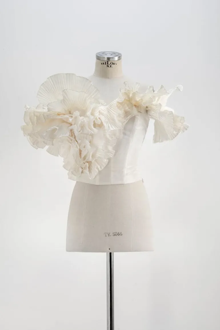 Tops<CULT MIA WHITE PLISSÉ CORSET Ivory