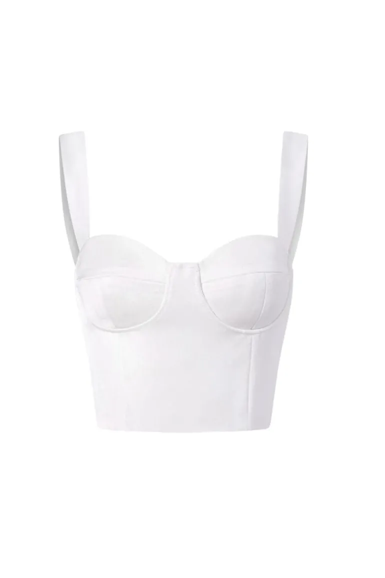 Tops<CULT MIA SARA TAFFETA CROP TOP White