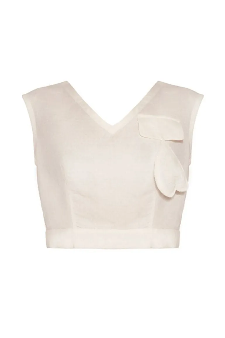 Tops<CULT MIA SWEETHEART CROP TOP White