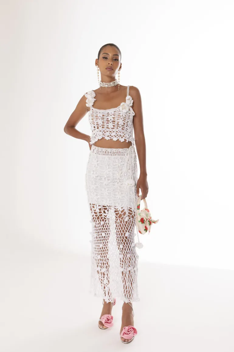 Skirts<CULT MIA VANILLA HANDMADE CROCHET SKIRT White