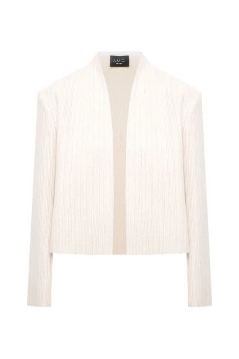 Jackets<CULT MIA WHITE WOOL EMBOSSED JACKET Cream