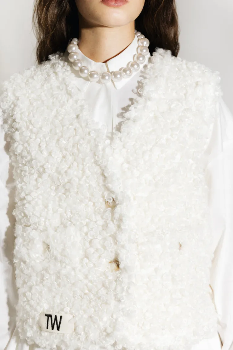 Knitwear<CULT MIA YORK BOUCLE VEST White