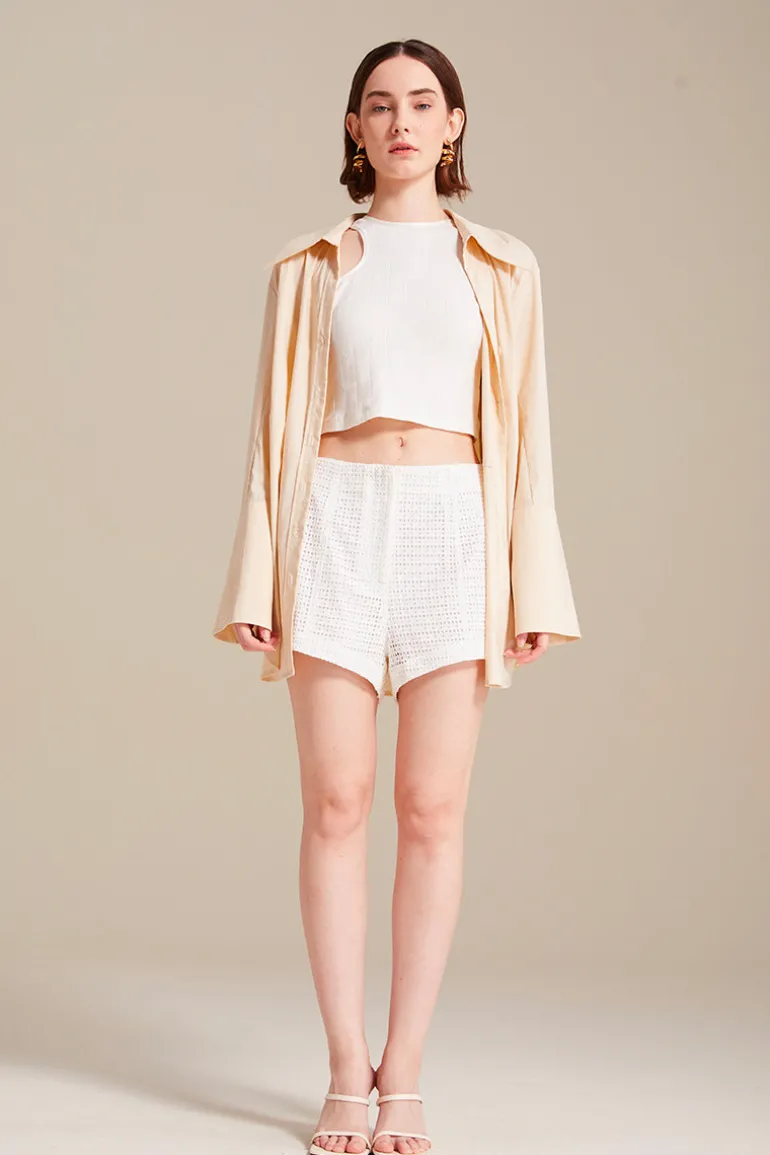 Pants<CULT MIA WILL EMBROIDERED SHORTS White