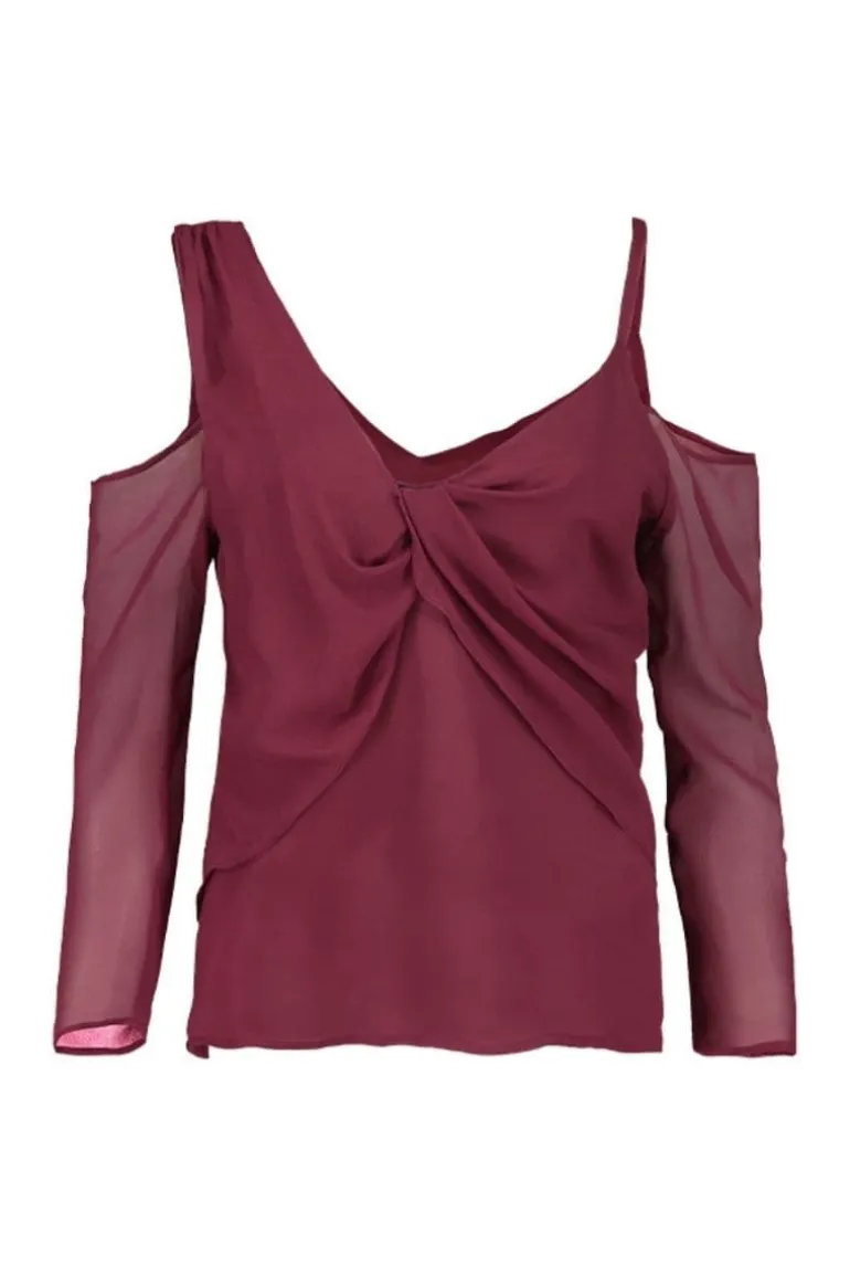 Tops<CULT MIA LENA OFF-SHOULDER BLOUSE Wine