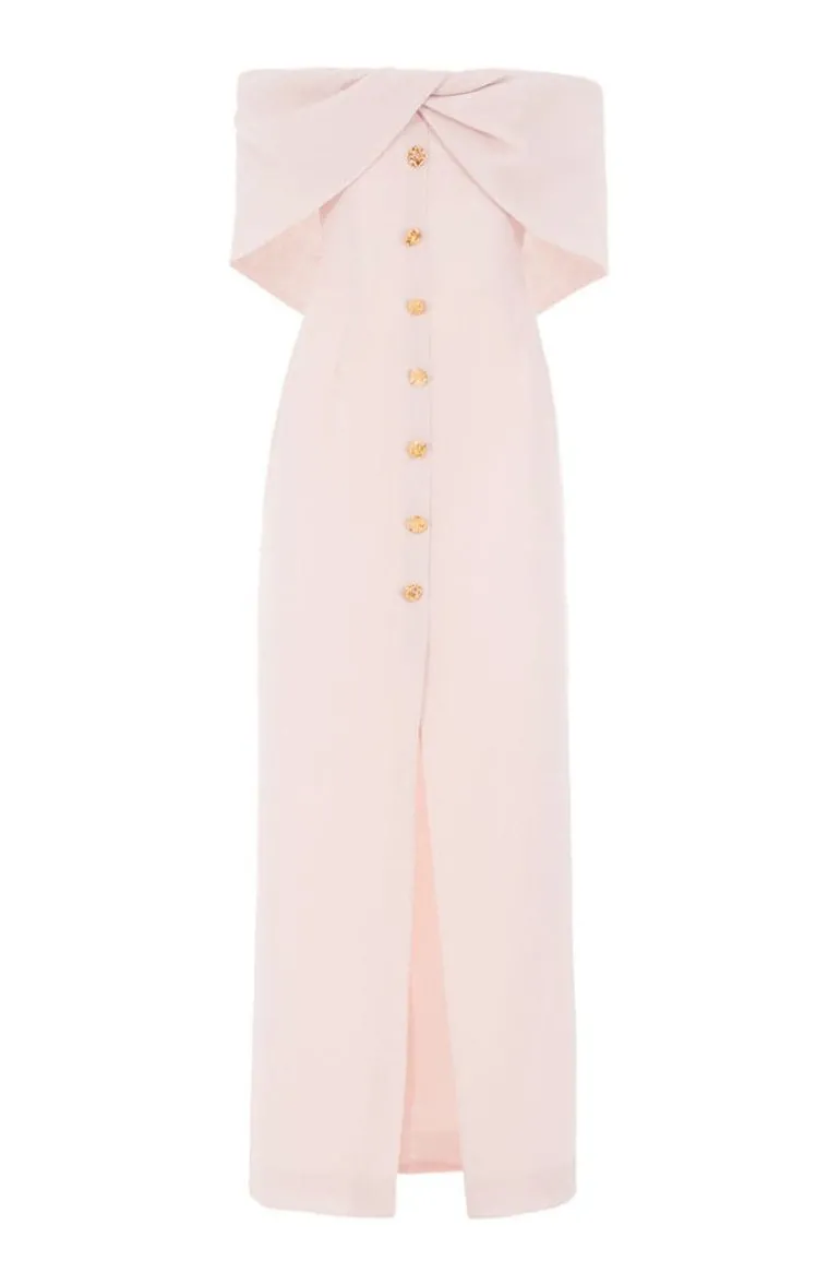 Dresses<CULT MIA WOOL CREPE OFF-SHOULDER MAXI DRESS Baby Pink