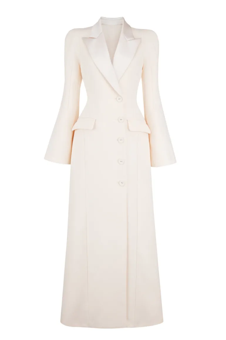 Coats<CULT MIA YAMILETH SHEATH SINGLE BREASTED ANKLE LENGTH TRENCH COAT Cream