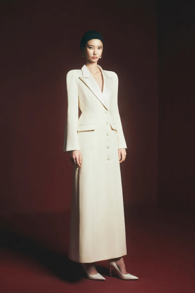 Coats<CULT MIA YAMILETH SHEATH SINGLE BREASTED ANKLE LENGTH TRENCH COAT Cream