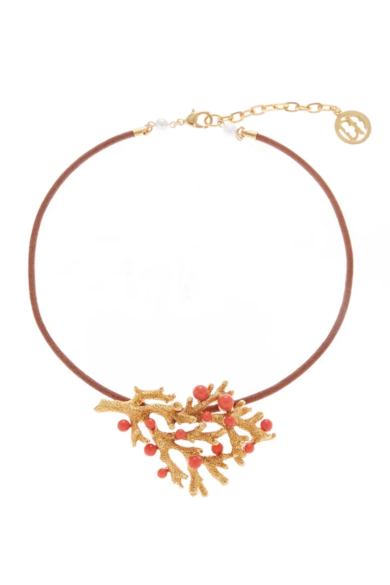 Necklaces<CULT MIA YDOR NECKLACE Gold & Coral
