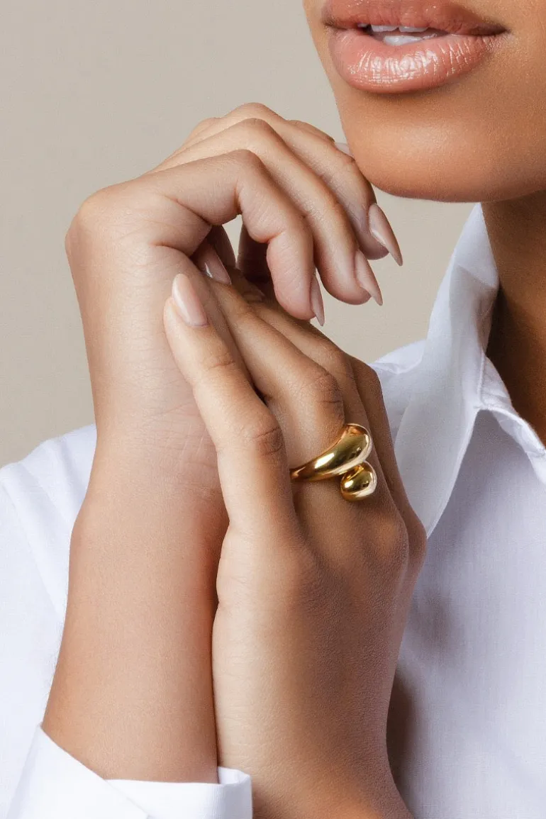 Rings<CULT MIA YELLOW VERMEIL CLUTCH MAXI RING Gold