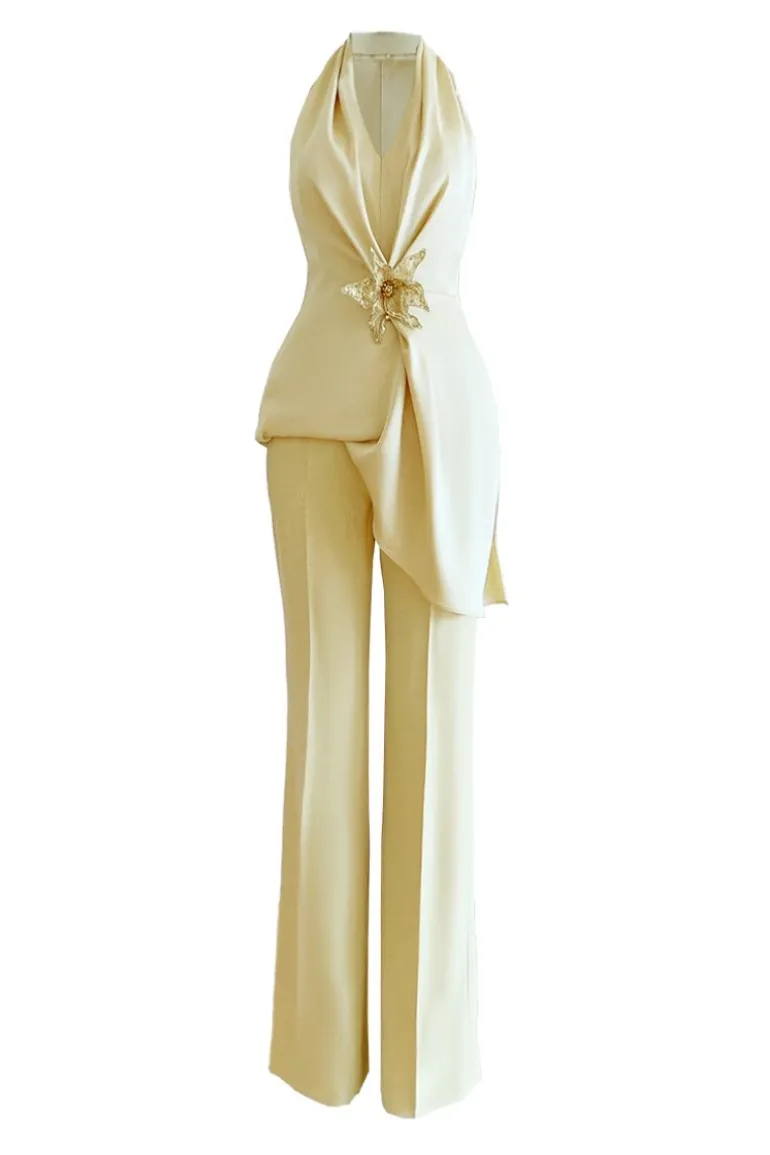 Outfit Sets<CULT MIA HANDMADE FLOWER TOP AND PANTS SET Yellow