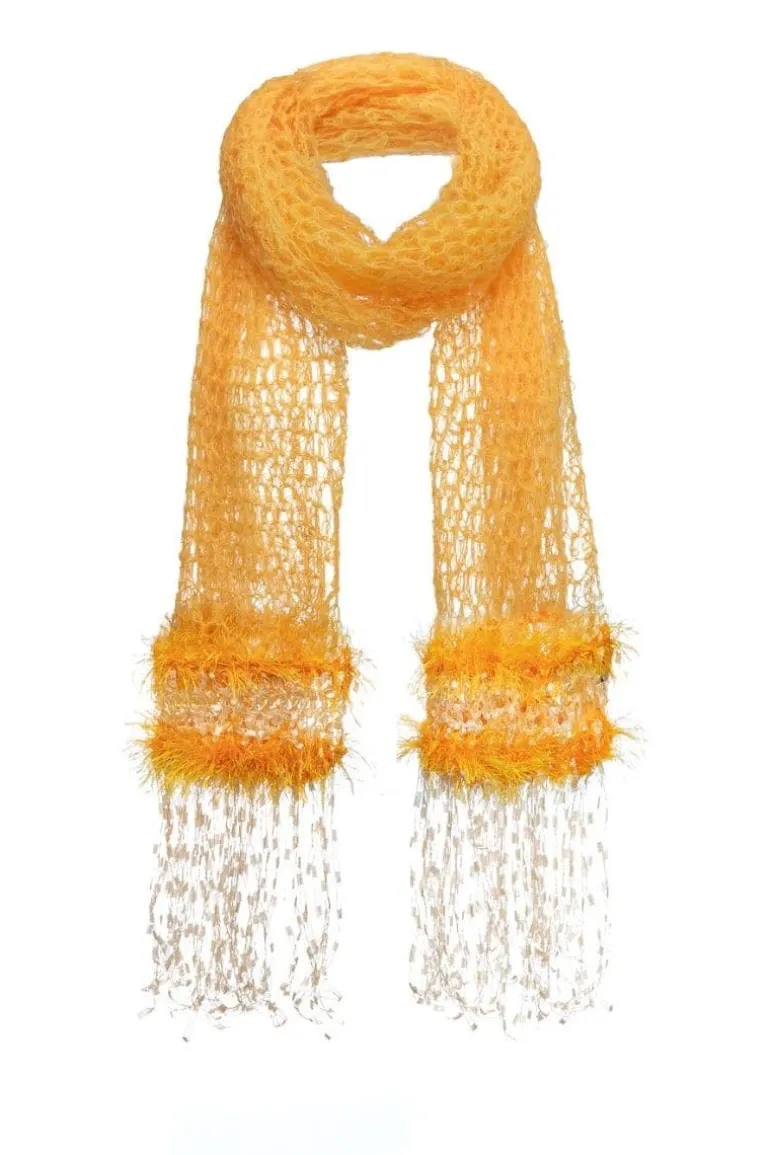 Scarves<CULT MIA HANDMADE KNITTED SCARF Yellow
