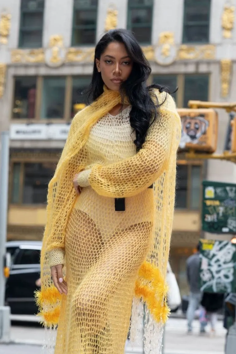 Scarves<CULT MIA HANDMADE KNITTED SCARF Yellow
