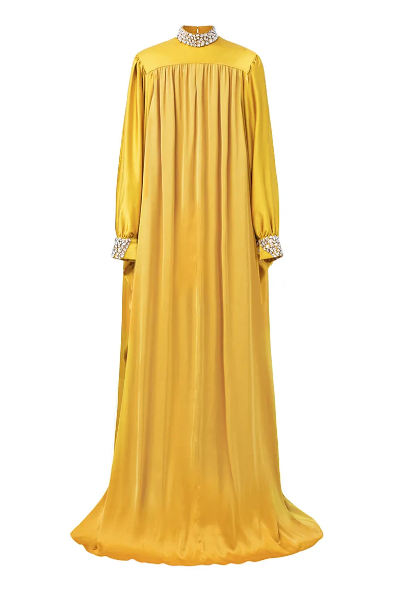 Dresses | Gowns<CULT MIA HIGH-NECK BOUFFANT SLEEVES GOWN Yellow