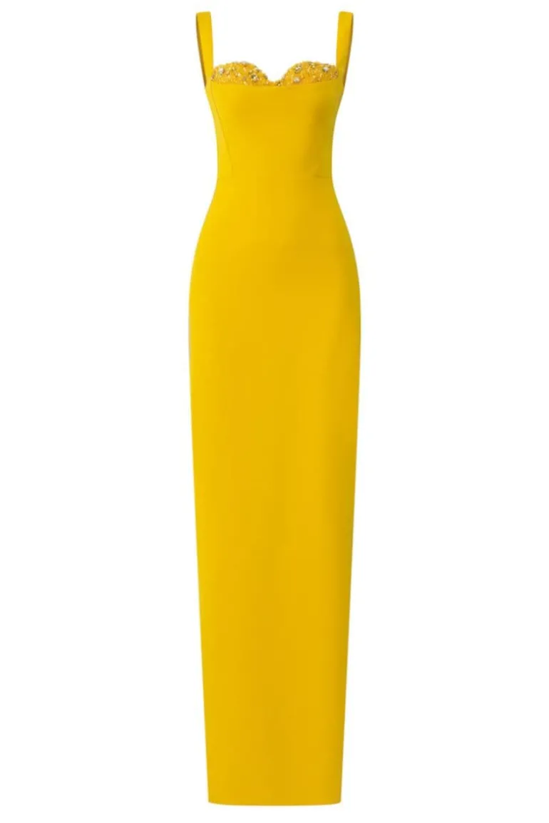 Dresses<CULT MIA JENSEN CRYSTAL BODYCON DRESS Yellow