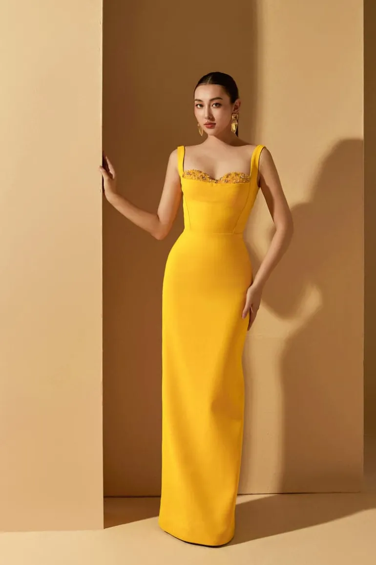 Dresses<CULT MIA JENSEN CRYSTAL BODYCON DRESS Yellow