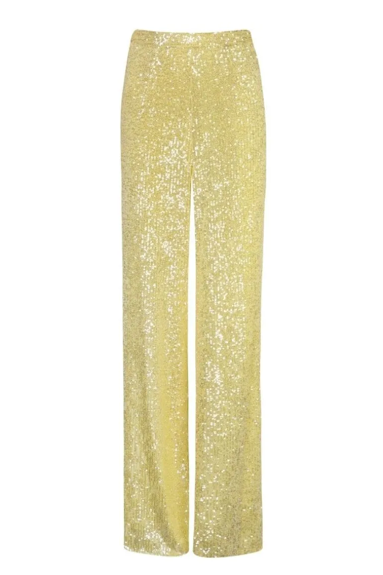 Pants<CULT MIA YELLOW JERRY SEQUIN PANTS