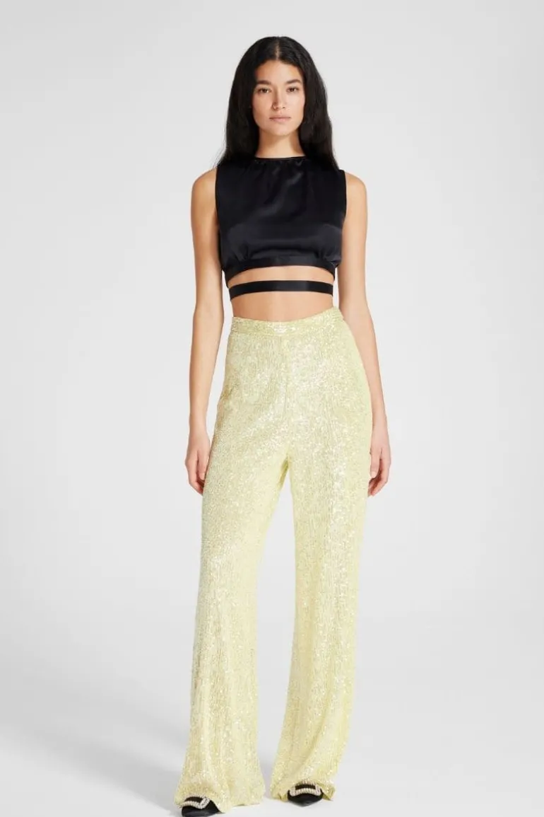 Pants<CULT MIA YELLOW JERRY SEQUIN PANTS