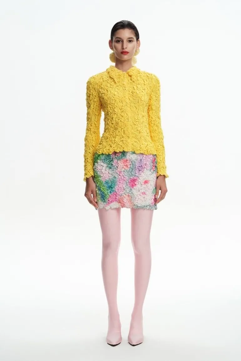 Tops<CULT MIA YELLOW SMOCKED SHIRT Lemon Yellow
