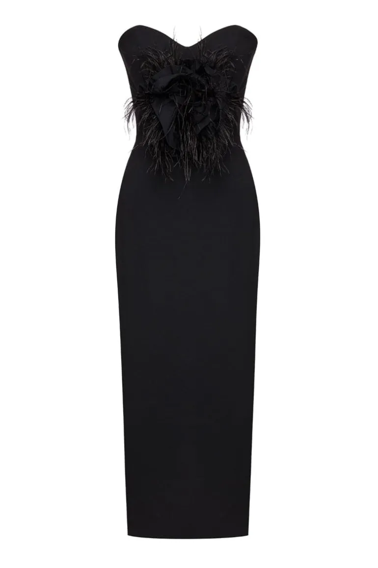 Dresses | Midi Dresses<CULT MIA ZARA STRAPLESS CREPE MIDI DRESS Midnight Black