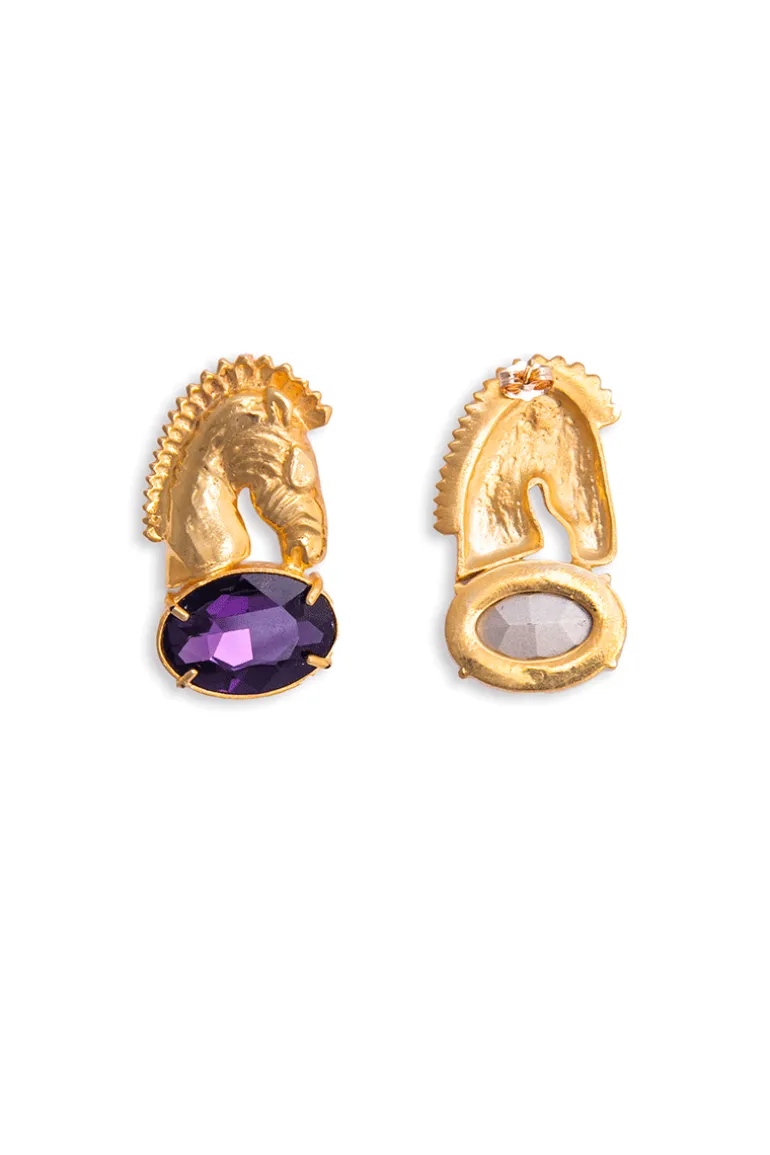 Earrings<CULT MIA ZEBRA EARRINGS WITH CRYSTAL STONES Gold